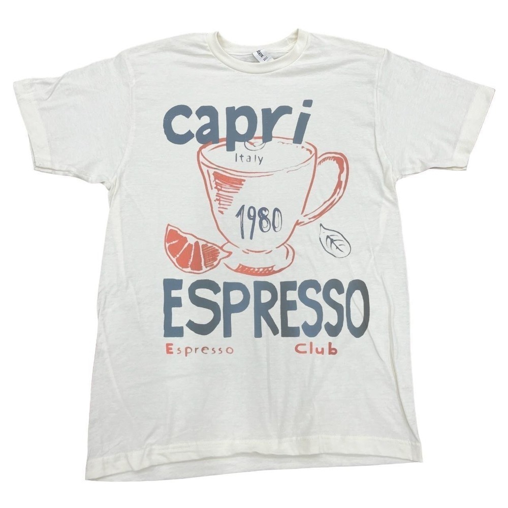 Capri Italy Espresso Club 1980 Graphic Tee Retro Italian Cafe Style
